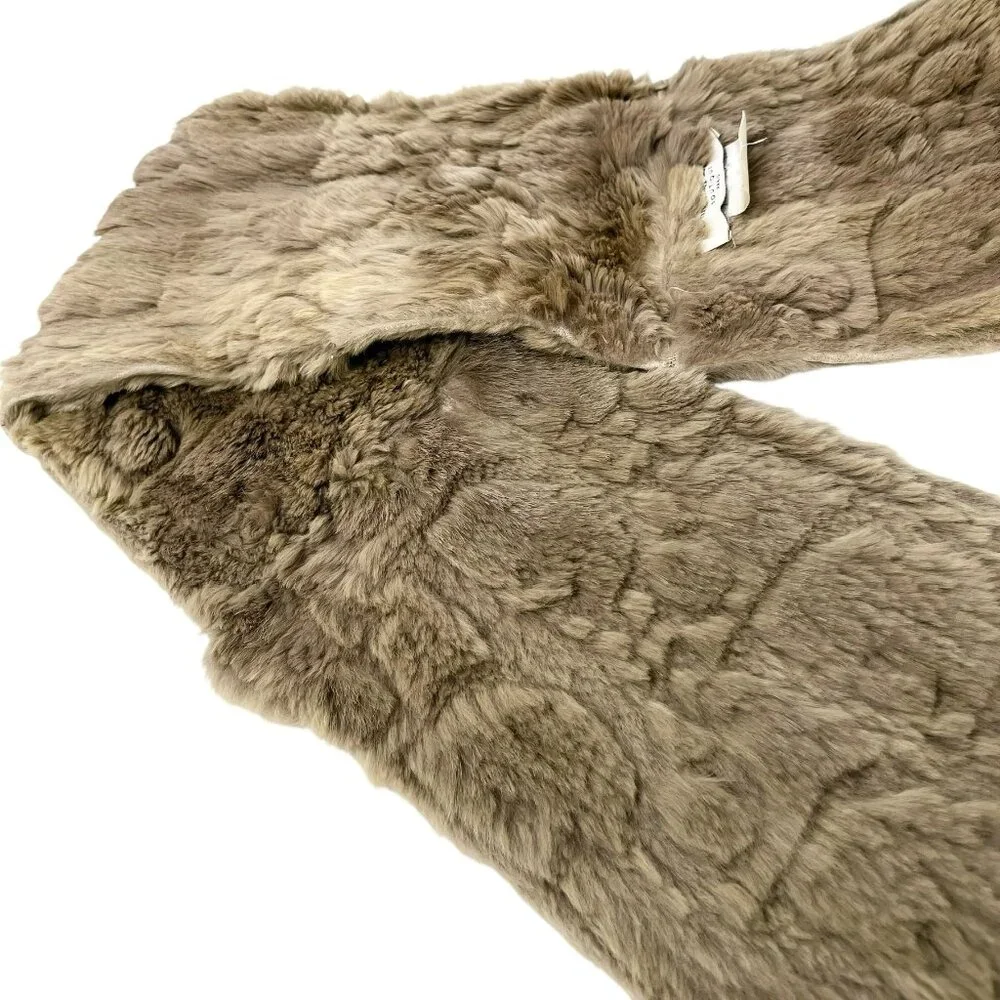 Christian Dior Vintage Trotter Monogram Logo Fur Scarf Shawl Olive [105195]